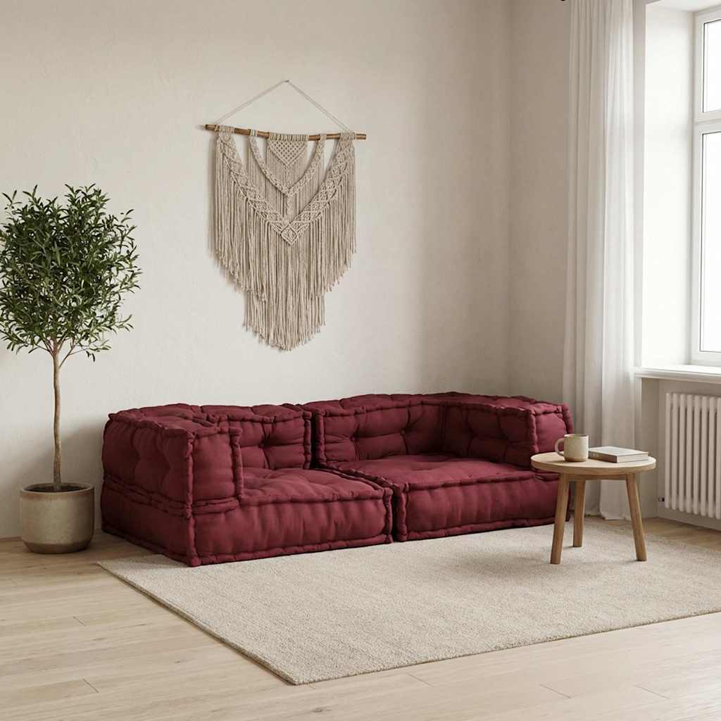 2-personers modulsofa i stof - 140 × 70 × 36 cm, brunrød