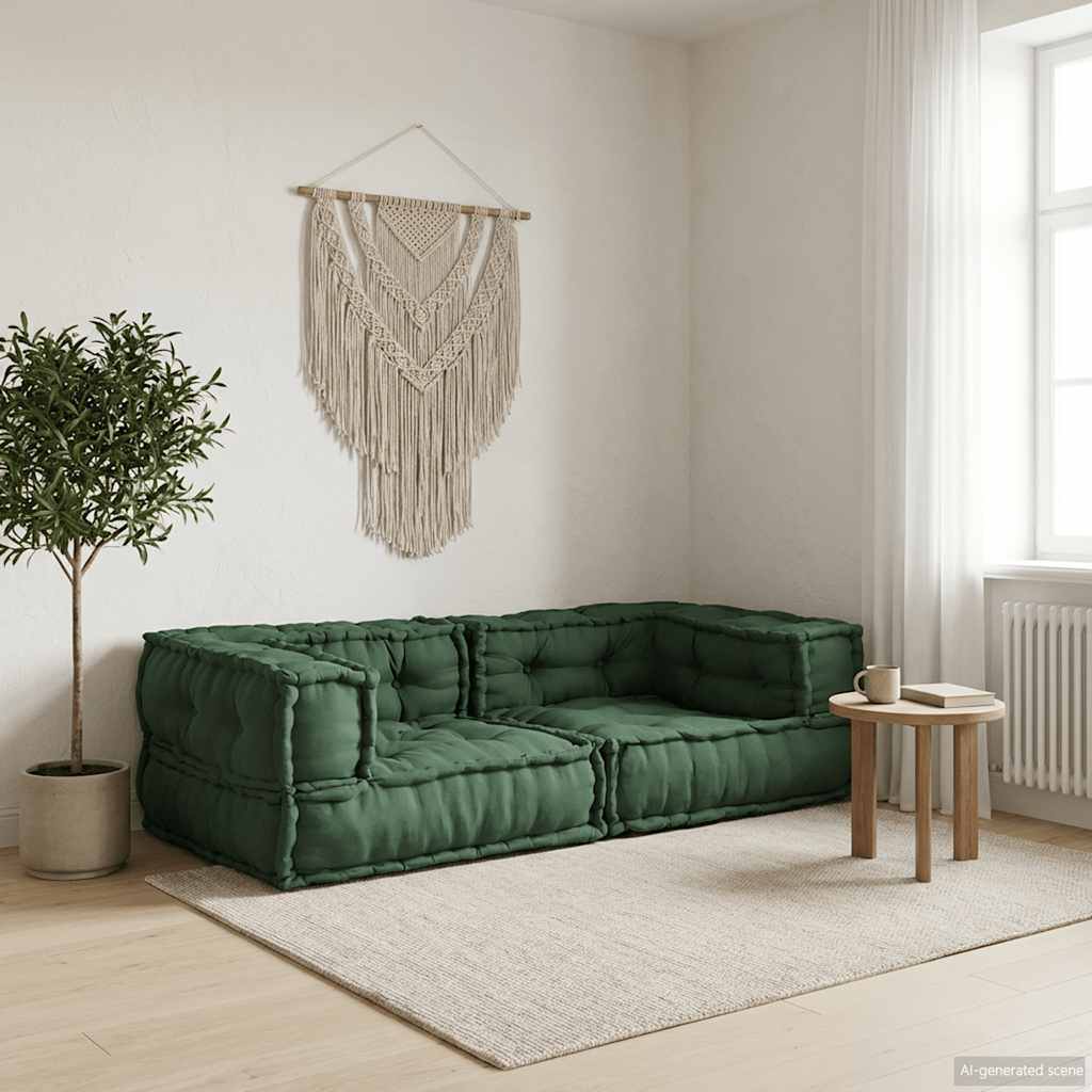 2-personers modulsofa i stof - 140 × 70 × 36 cm, grøn