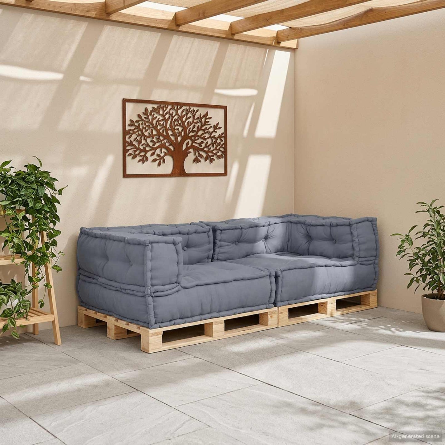 Modulssofa Enhed 3 pcs Grå 140 x 70 x 36 cm Stof