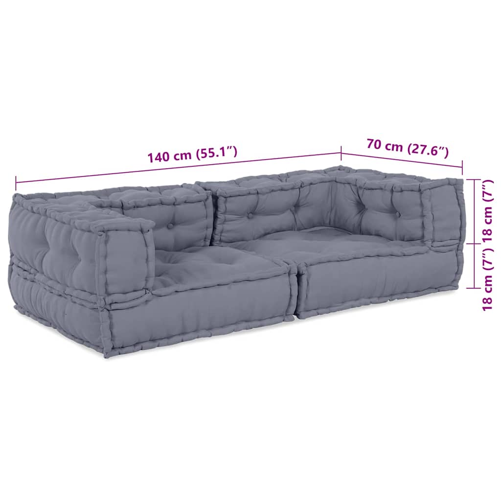 Modulssofa Enhed 3 pcs Grå 140 x 70 x 36 cm Stof