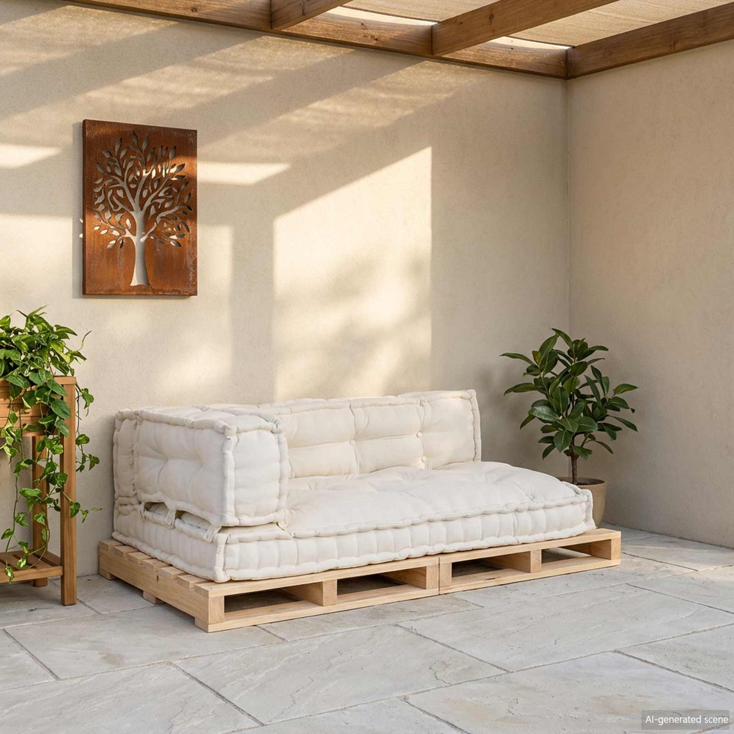 Palle Sofa Pude 3 pcs Cremefarvet 120 x 80 x 34 cm Stof