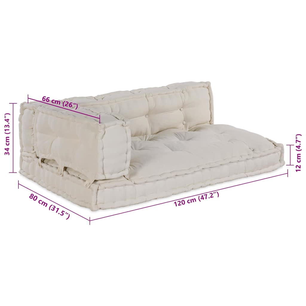 Palle Sofa Pude 3 pcs Cremefarvet 120 x 80 x 34 cm Stof