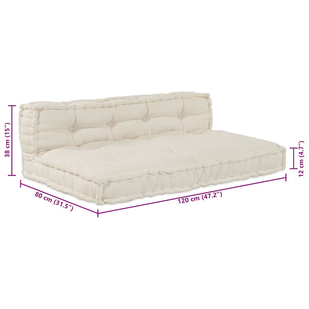 Palle Sofa Pude 2 pcs Cremefarvet 120 x 80 x 38 cm Stof