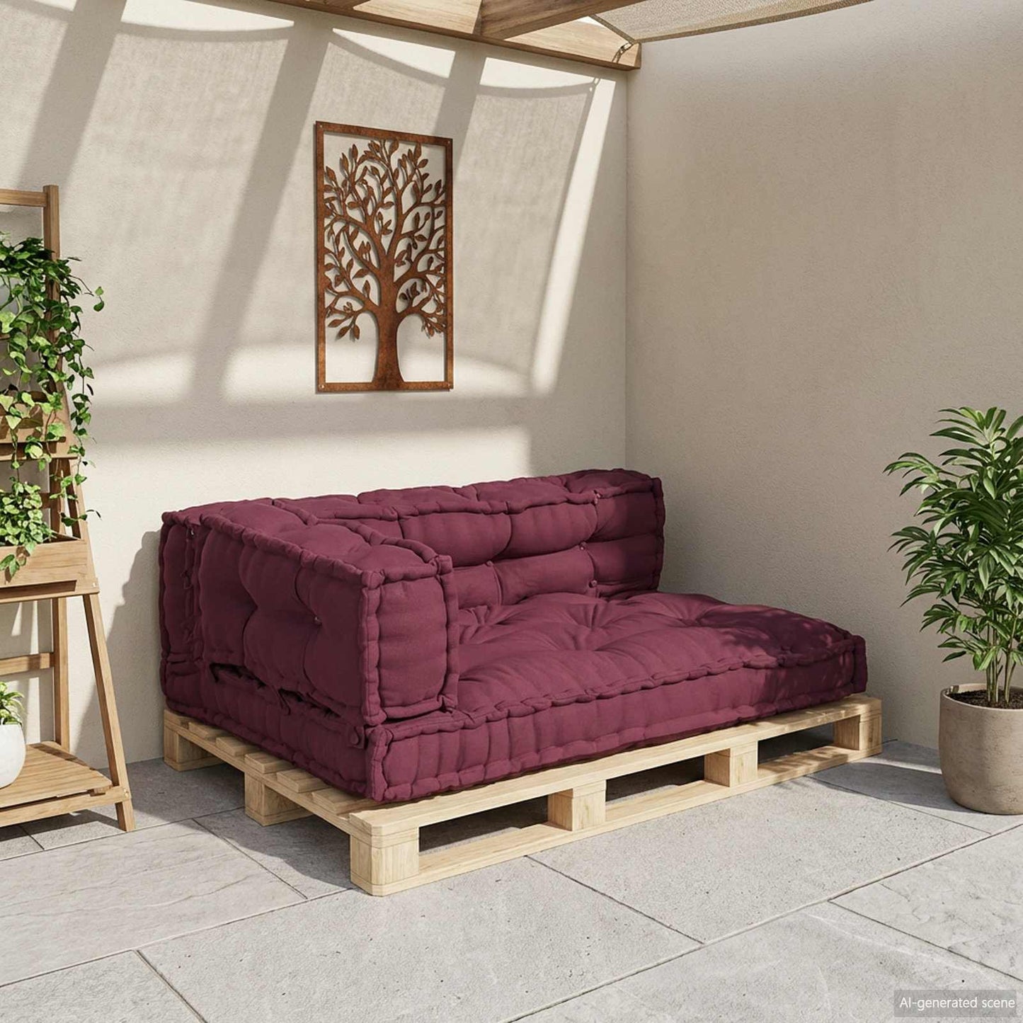 Palle Sofa Pude 3 pcs Bordeaux 120 x 80 x 38 cm Stof