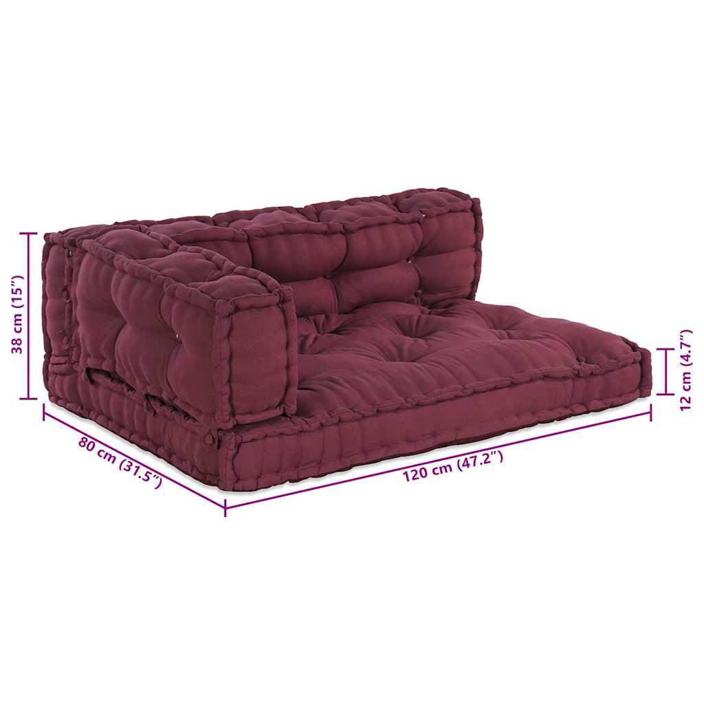 Palle Sofa Pude 3 pcs Bordeaux 120 x 80 x 38 cm Stof