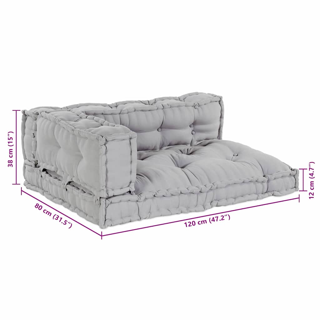 Palle Sofa Pude 3 pcs Grå 120 x 80 x 38 cm Stof