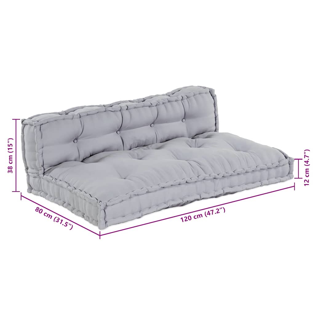Palle Sofa Pude 2 pcs Grå 120 x 80 x 38 cm Stof