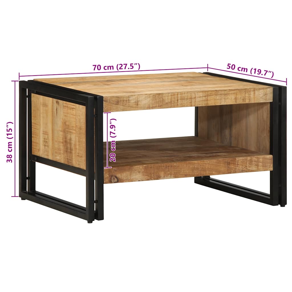 sofabord 70x50x38 cm massivt ru mangotræ