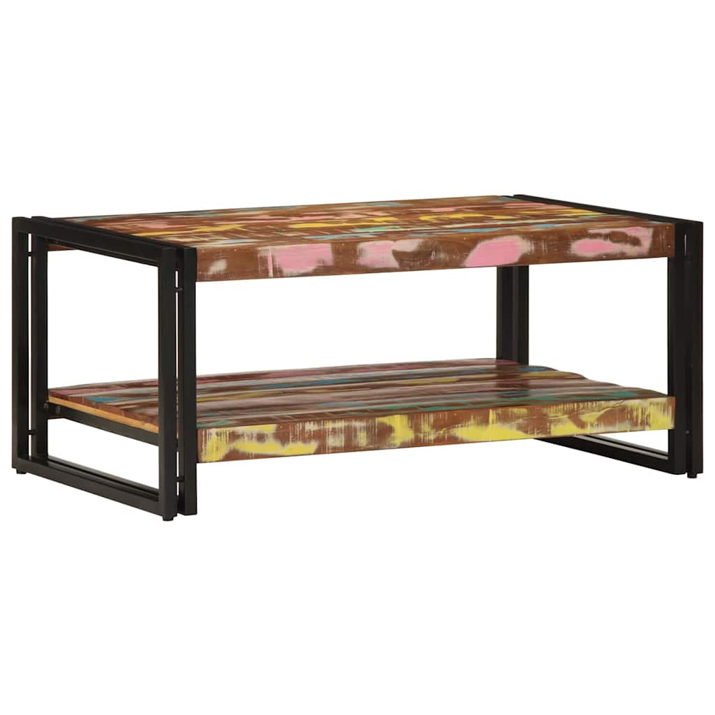 sofabord 90x50x38 cm massivt genbrugstræ flerfarvet