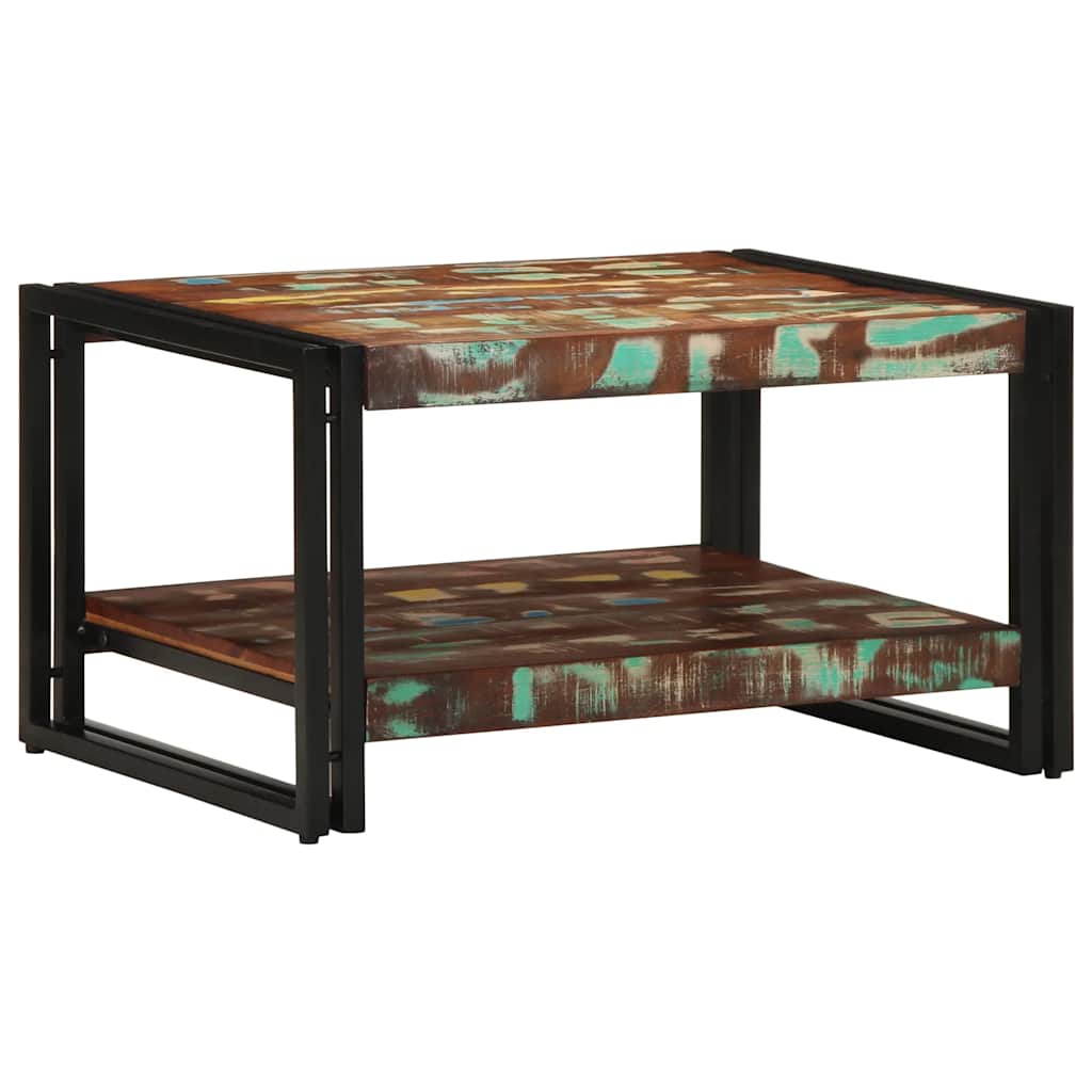 sofabord 70x50x38 cm massivt genbrugstræ flerfarvet