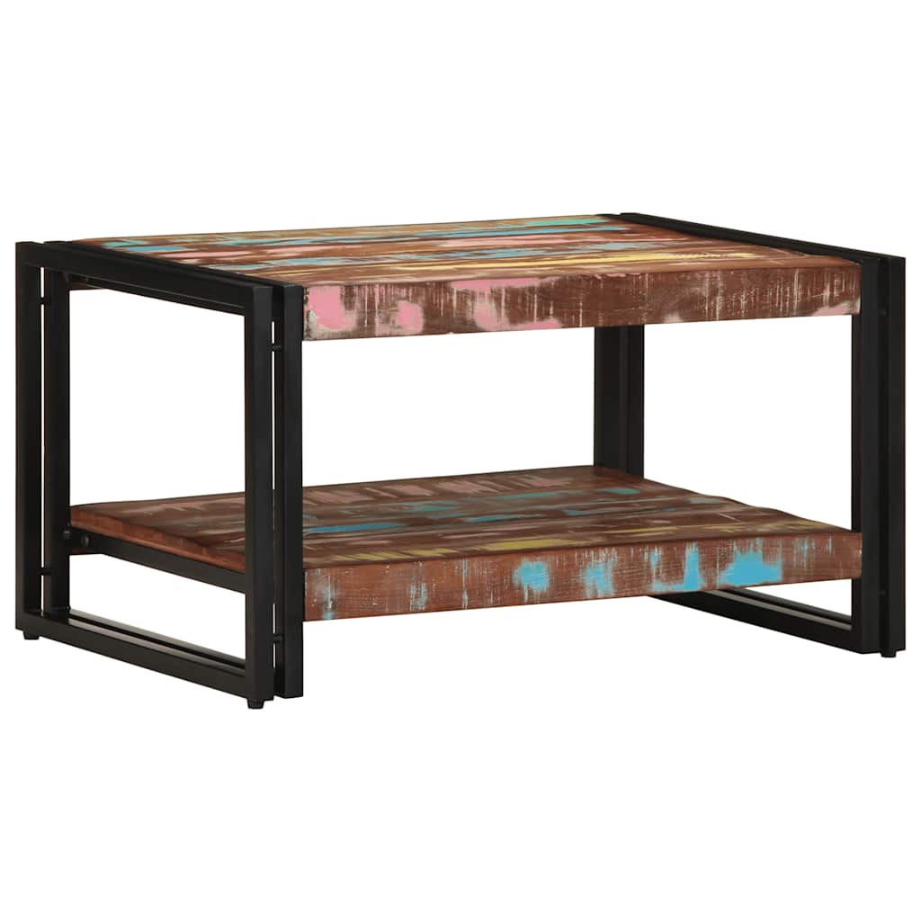 sofabord 70x50x38 cm massivt genbrugstræ flerfarvet