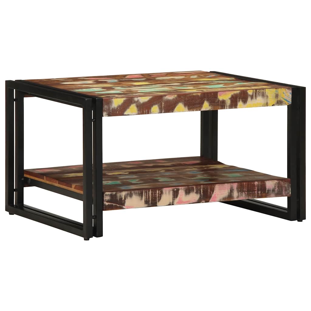 sofabord 70x50x38 cm massivt genbrugstræ flerfarvet