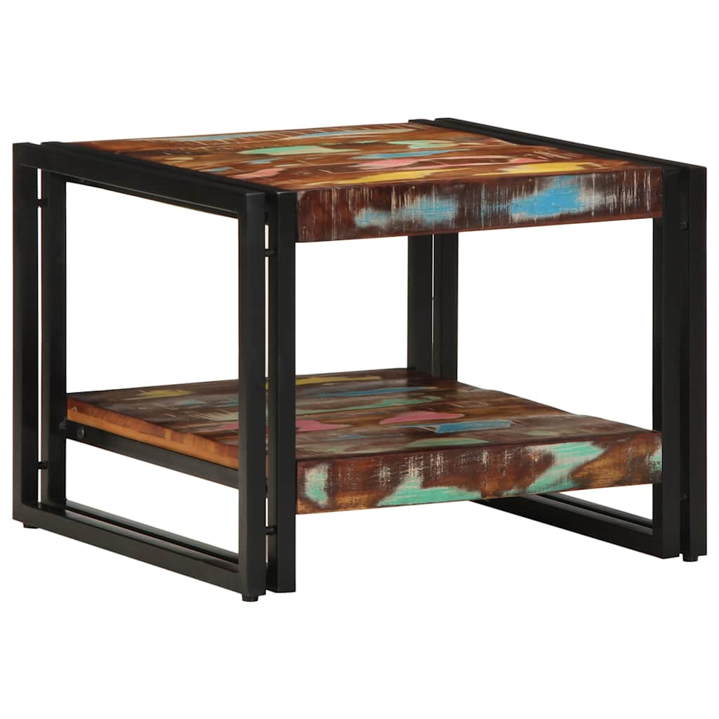 sofabord 50x50x38 cm massivt genbrugstræ flerfarvet