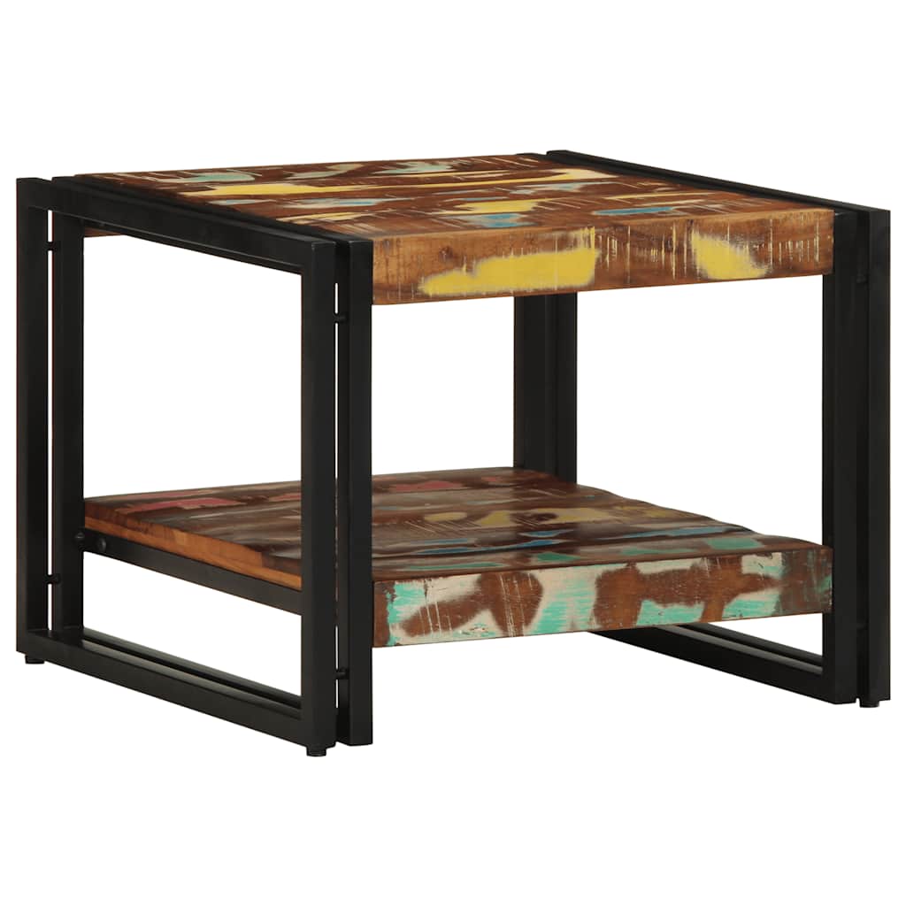 sofabord 50x50x38 cm massivt genbrugstræ flerfarvet