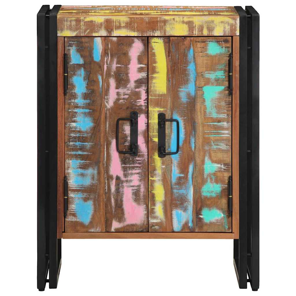 Sko skab med dør Flerfarvet 56 x 35 x 70 cm Massivt genbrugstræ