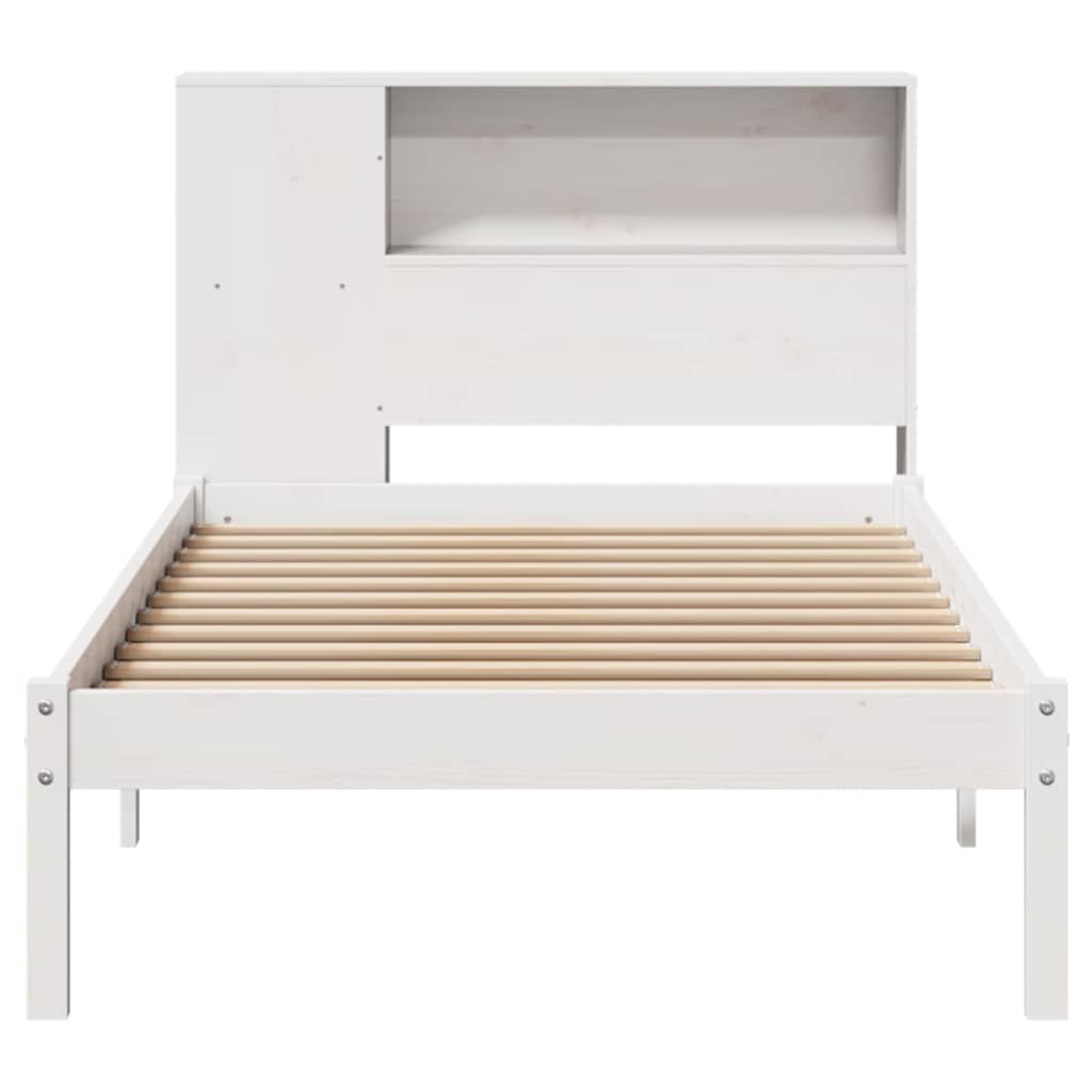 seng med reol uden madras 75x190 cm massivt fyrretræ hvid