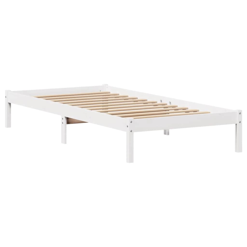 seng med reol uden madras 75x190 cm massivt fyrretræ hvid