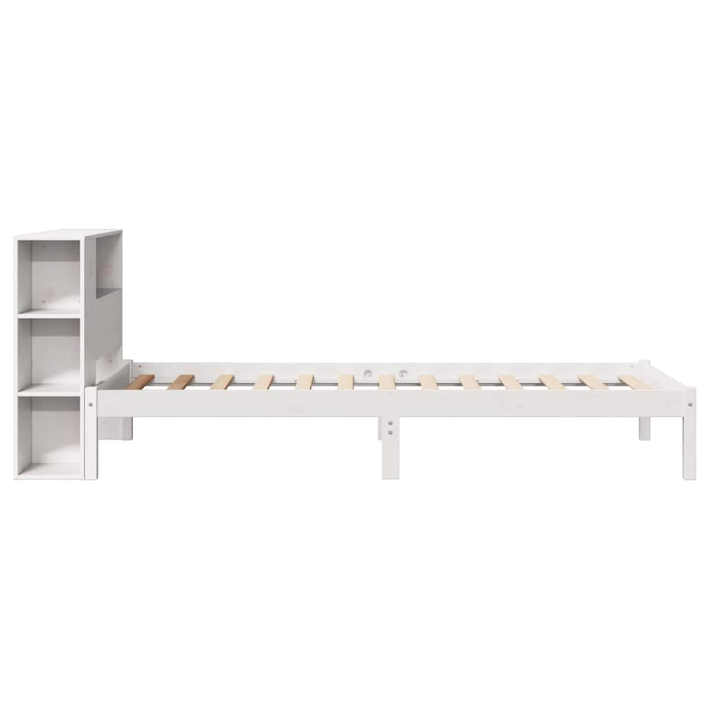 seng med reol uden madras 75x190 cm massivt fyrretræ hvid