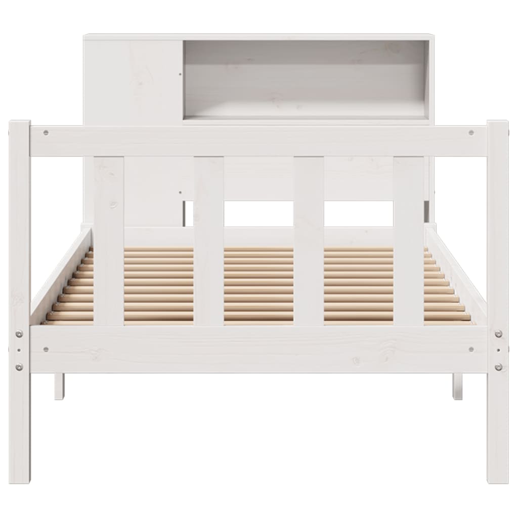 seng med reol uden madras 75x190 cm massivt fyrretræ hvid