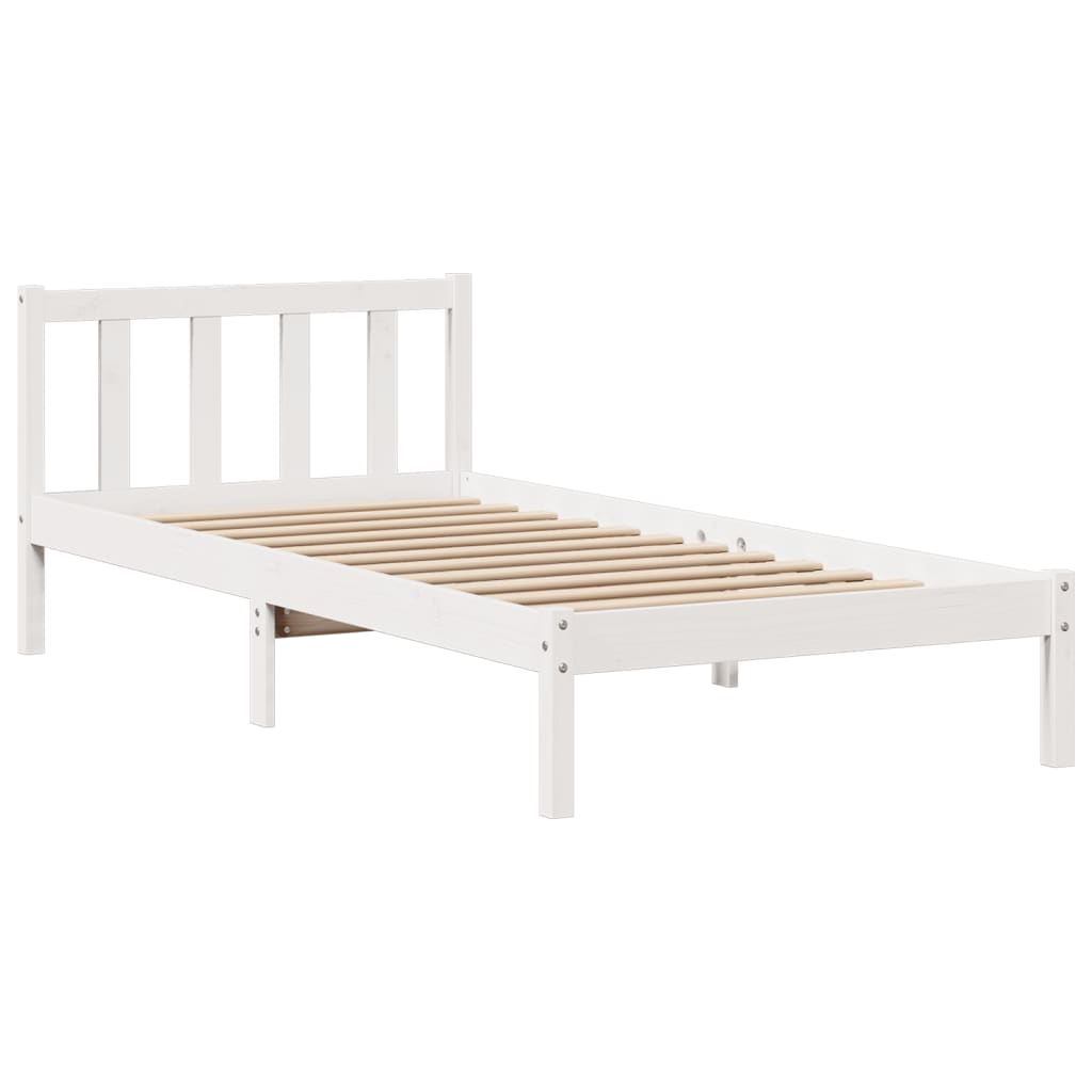 seng med reol uden madras 75x190 cm massivt fyrretræ hvid