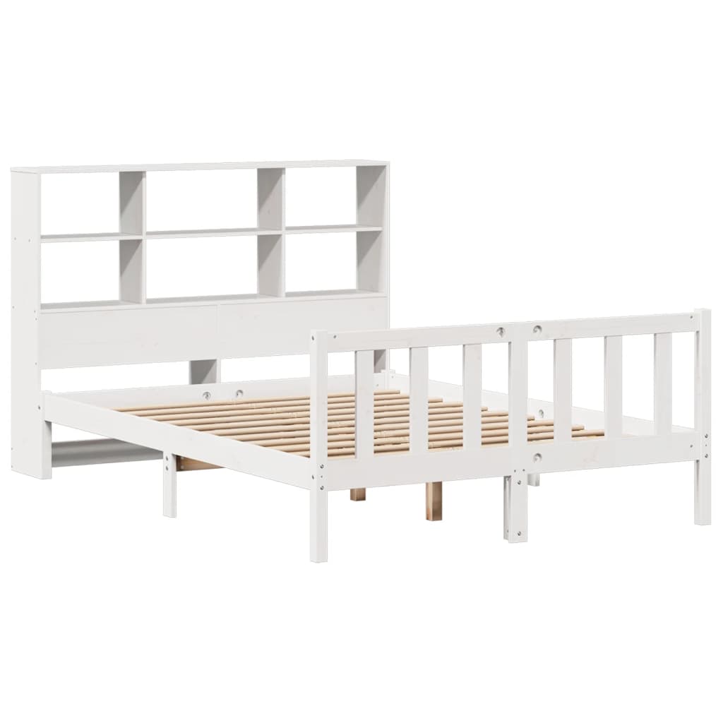 seng med reol uden madras 160x200 cm massivt fyrretræ hvid