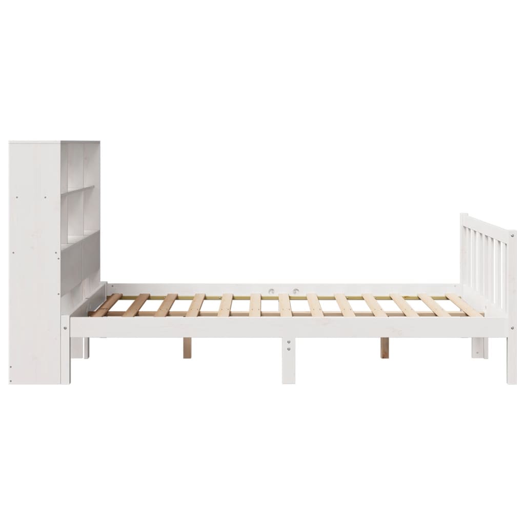 seng med reol uden madras 160x200 cm massivt fyrretræ hvid