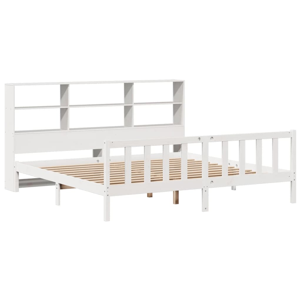 seng med reol uden madras 180x200 cm massivt fyrretræ hvid