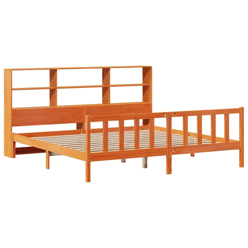 seng med reol uden madras 180x200cm massivt fyrretræ gyldenbrun