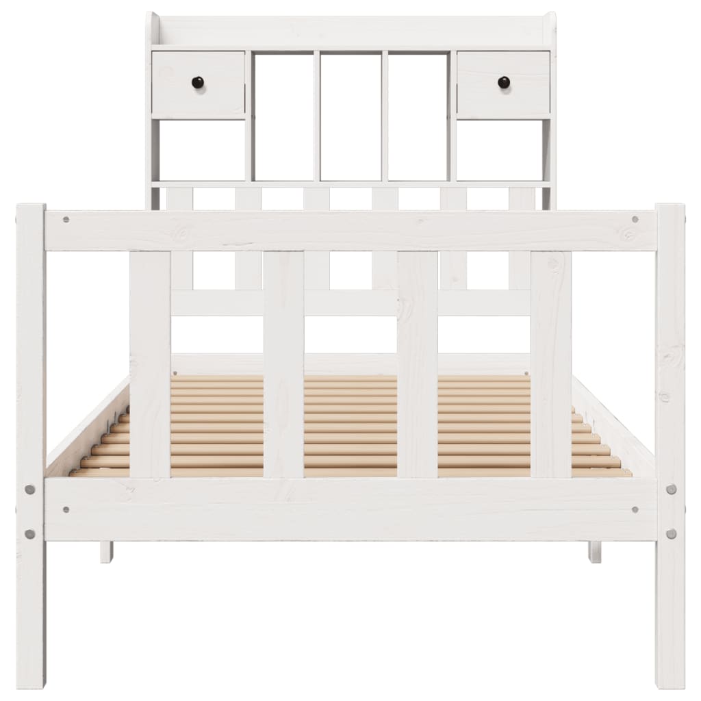 seng med reol uden madras 90x190 cm massivt fyrretræ hvid