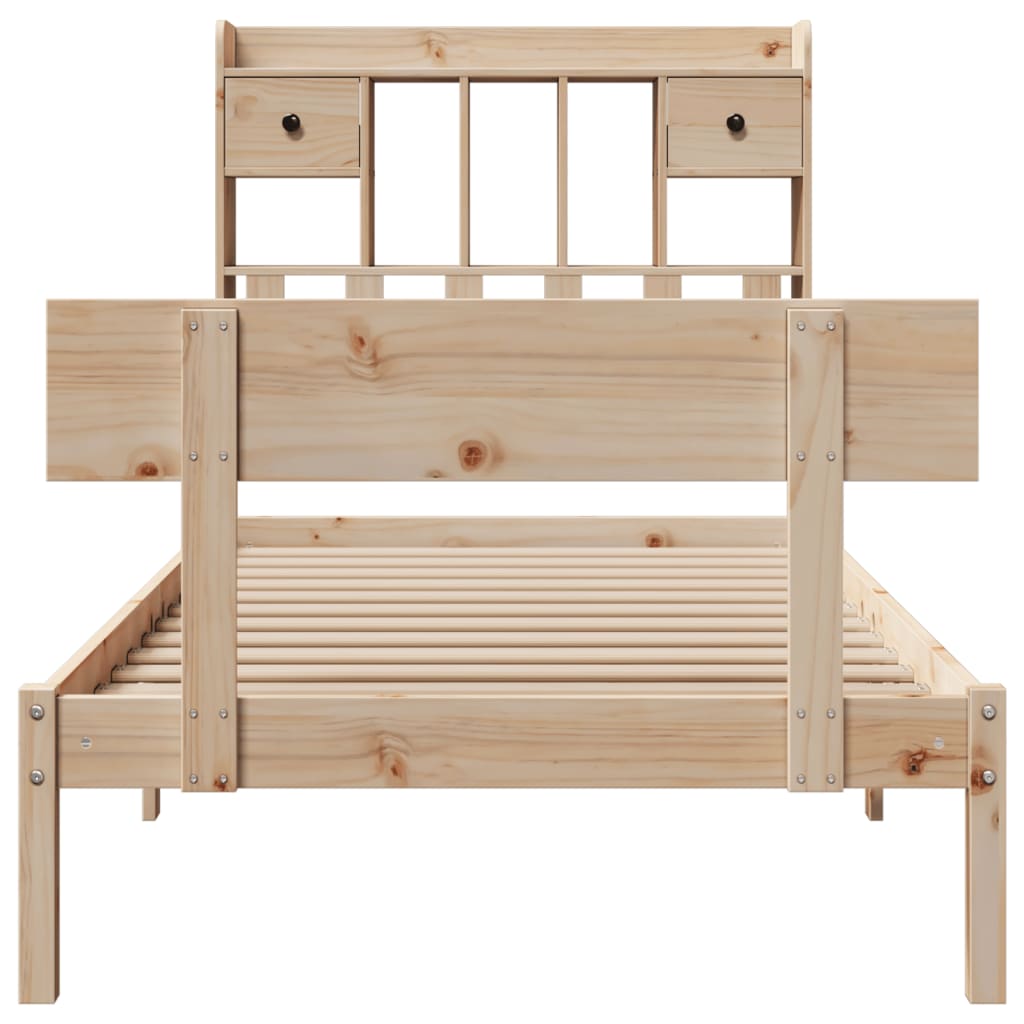 seng med reol uden madras 90x200 cm massivt fyrretræ
