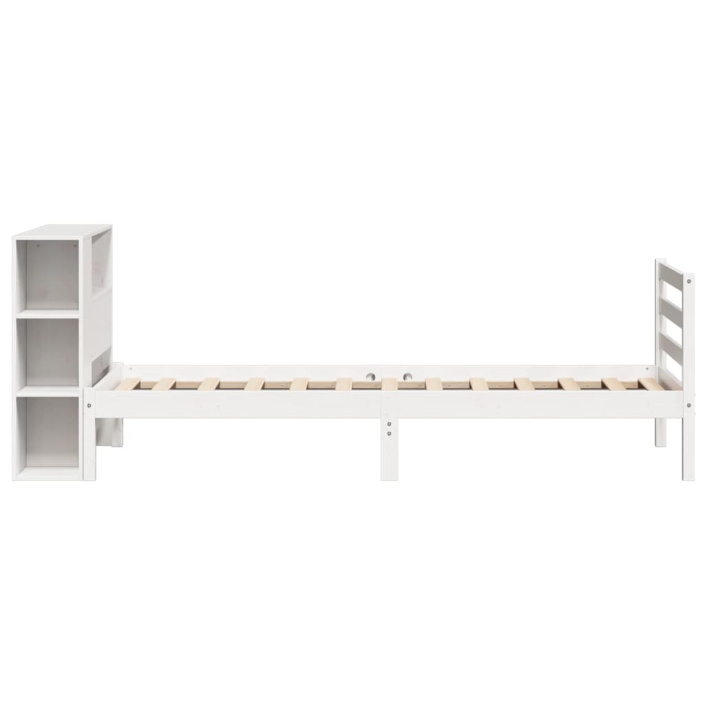 seng med reol uden madras 75x190 cm massivt fyrretræ hvid