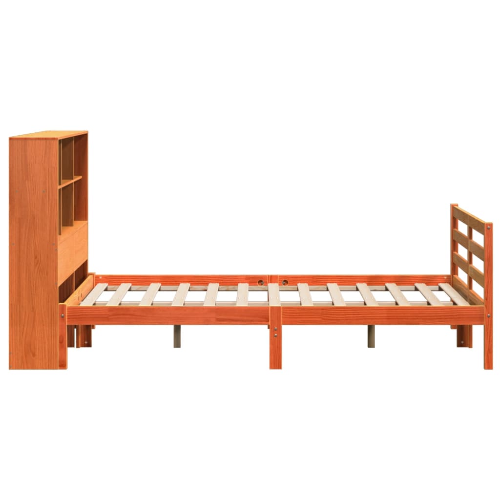 seng med reol uden madras 140x200 cm massivt træ gyldenbrun