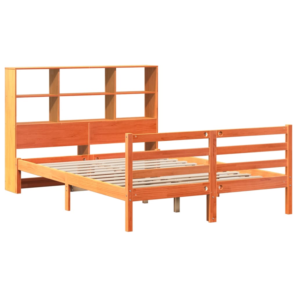 seng med reol uden madras 160x200 cm massivt træ gyldenbrun