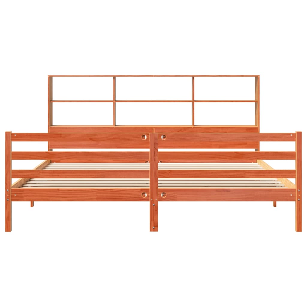 seng med reol uden madras 180x200 cm massivt træ gyldenbrun