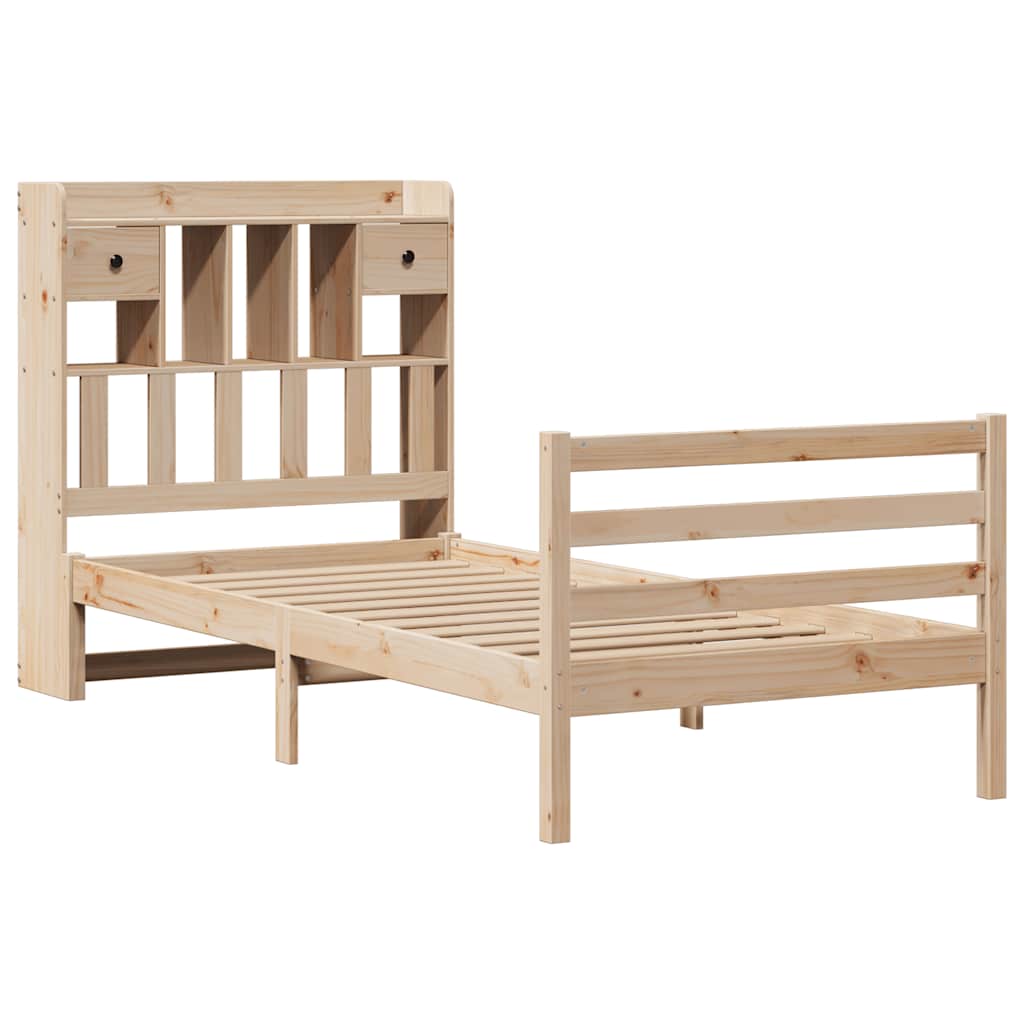 seng med reol uden madras 75x190 cm massivt fyrretræ