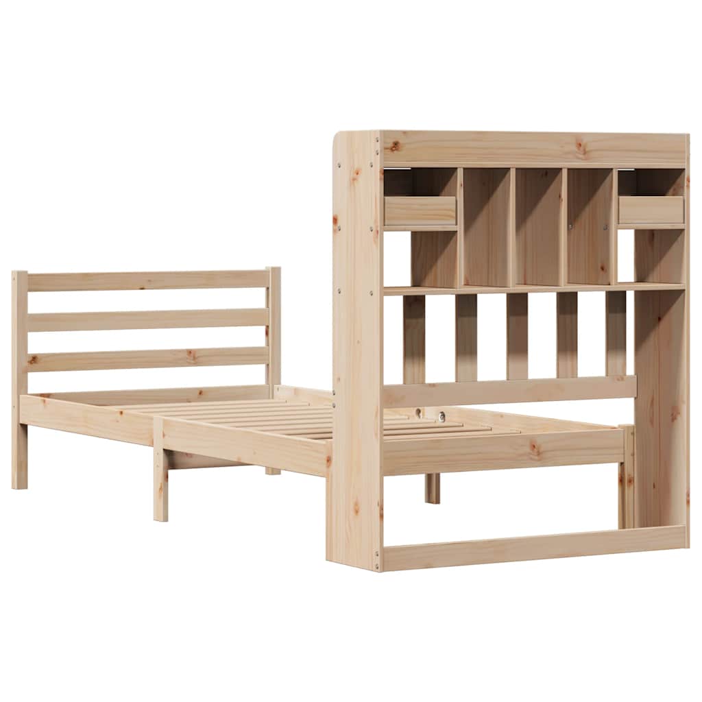 seng med reol uden madras 75x190 cm massivt fyrretræ