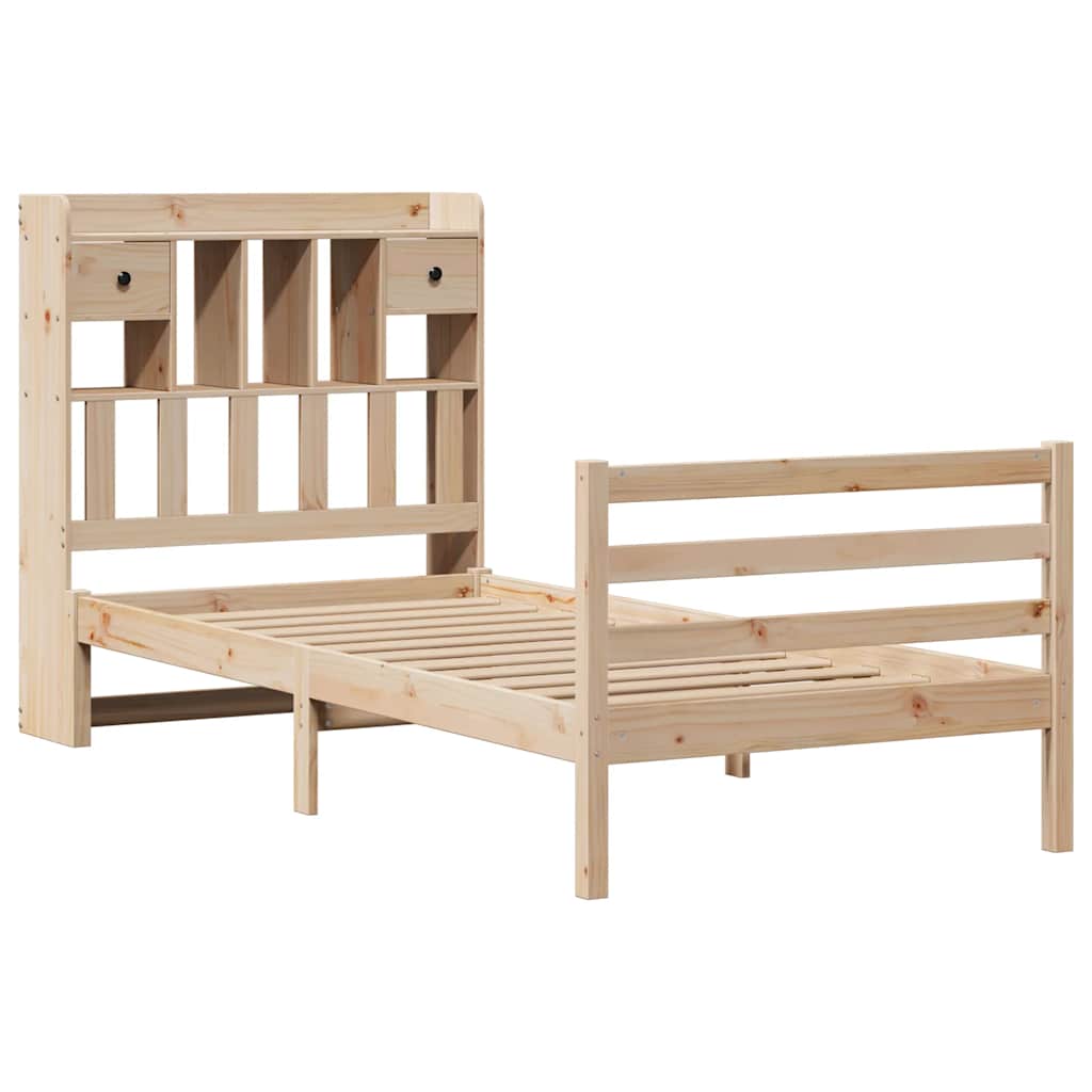 seng med reol uden madras 90x190 cm massivt fyrretræ