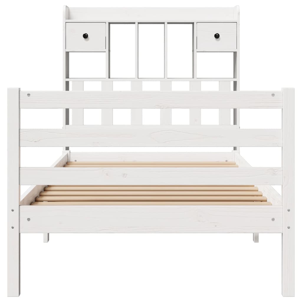 seng med reol uden madras 90x190 cm massivt fyrretræ hvid