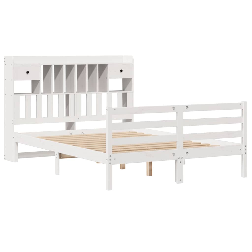 seng med reol uden madras 150x200 cm massivt fyrretræ hvid