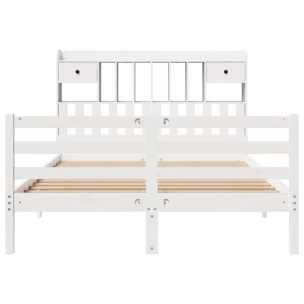 seng med reol uden madras 150x200 cm massivt fyrretræ hvid