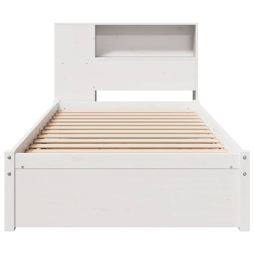 seng med reol uden madras 75x190 cm massivt fyrretræ hvid
