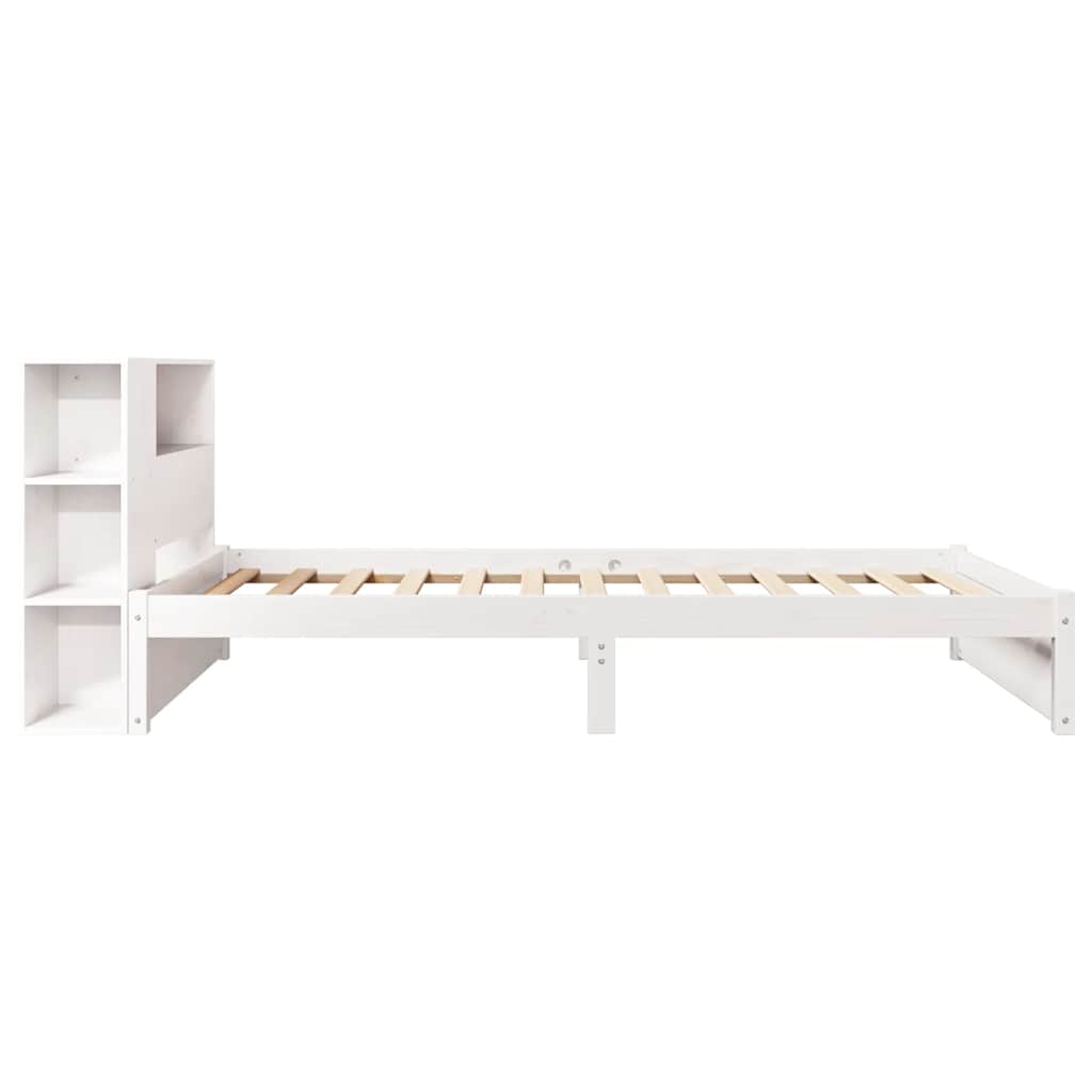 seng med reol uden madras 75x190 cm massivt fyrretræ hvid