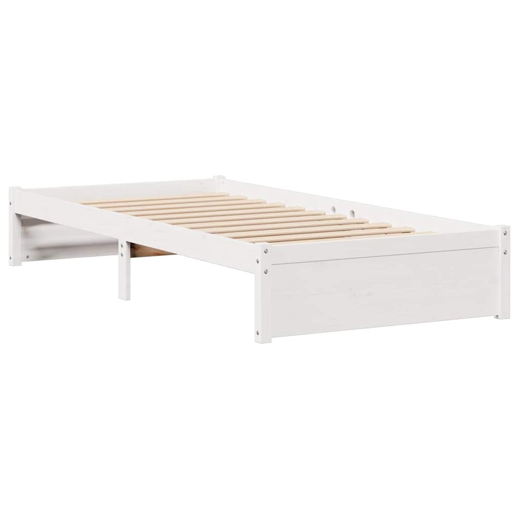 seng med reol uden madras 75x190 cm massivt fyrretræ hvid