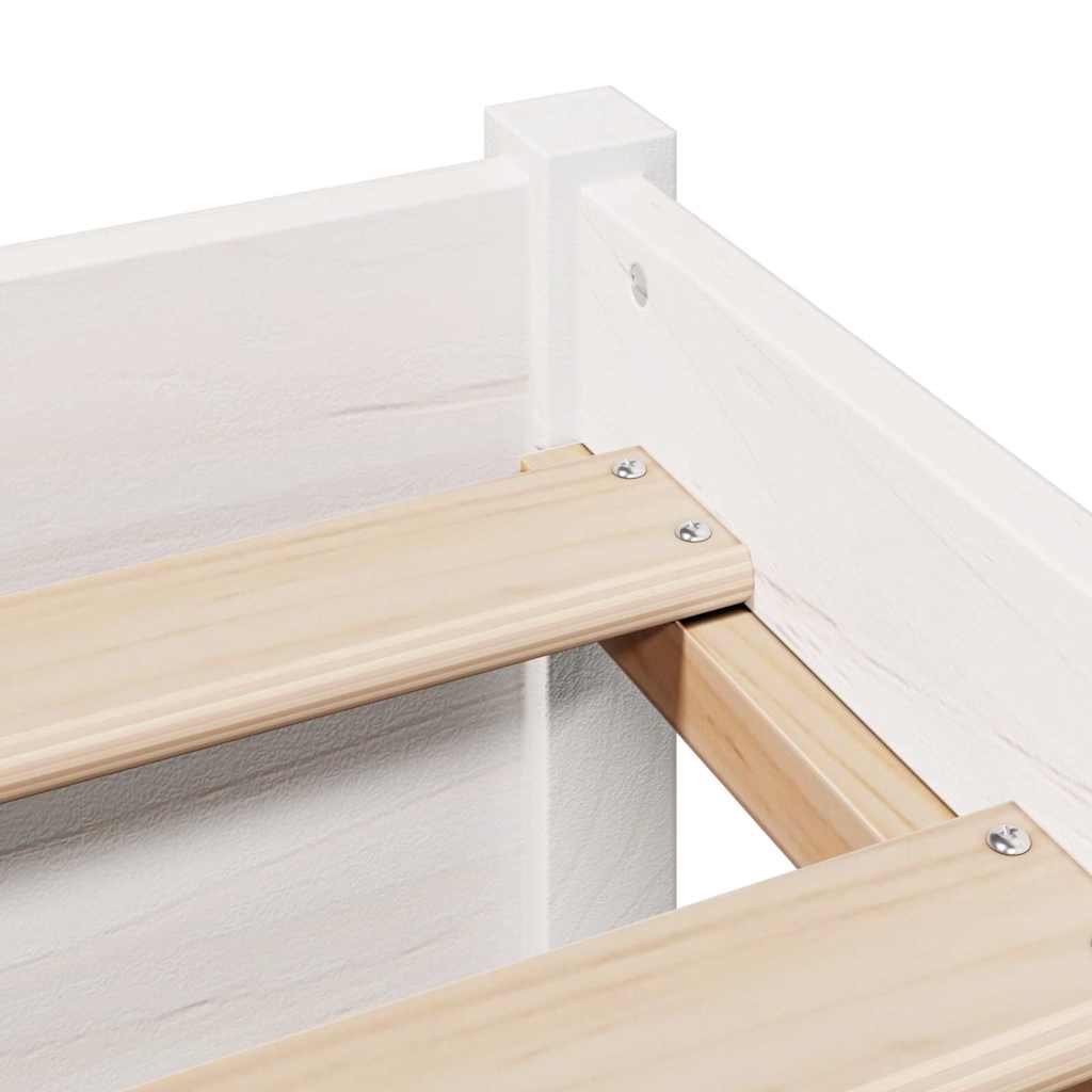 seng med reol uden madras 75x190 cm massivt fyrretræ hvid