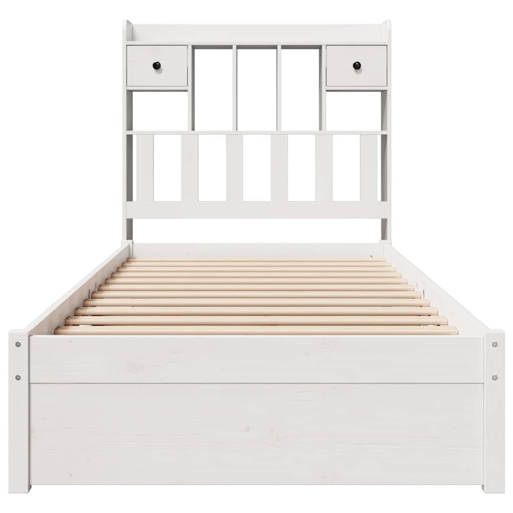 seng med reol uden madras 75x190 cm massivt fyrretræ hvid