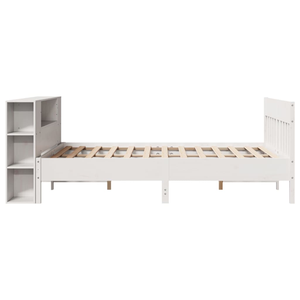 seng med reol uden madras 140x200 cm massivt fyrretræ hvid