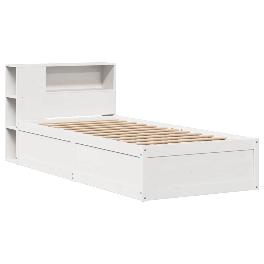 sengeramme uden madras 75x190 cm massivt fyrretræ hvid