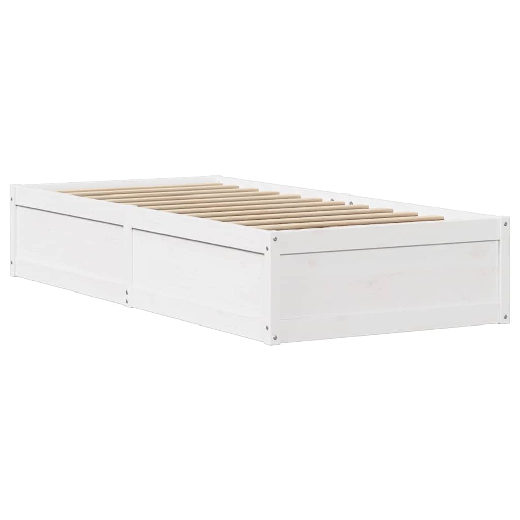 sengeramme uden madras 75x190 cm massivt fyrretræ hvid