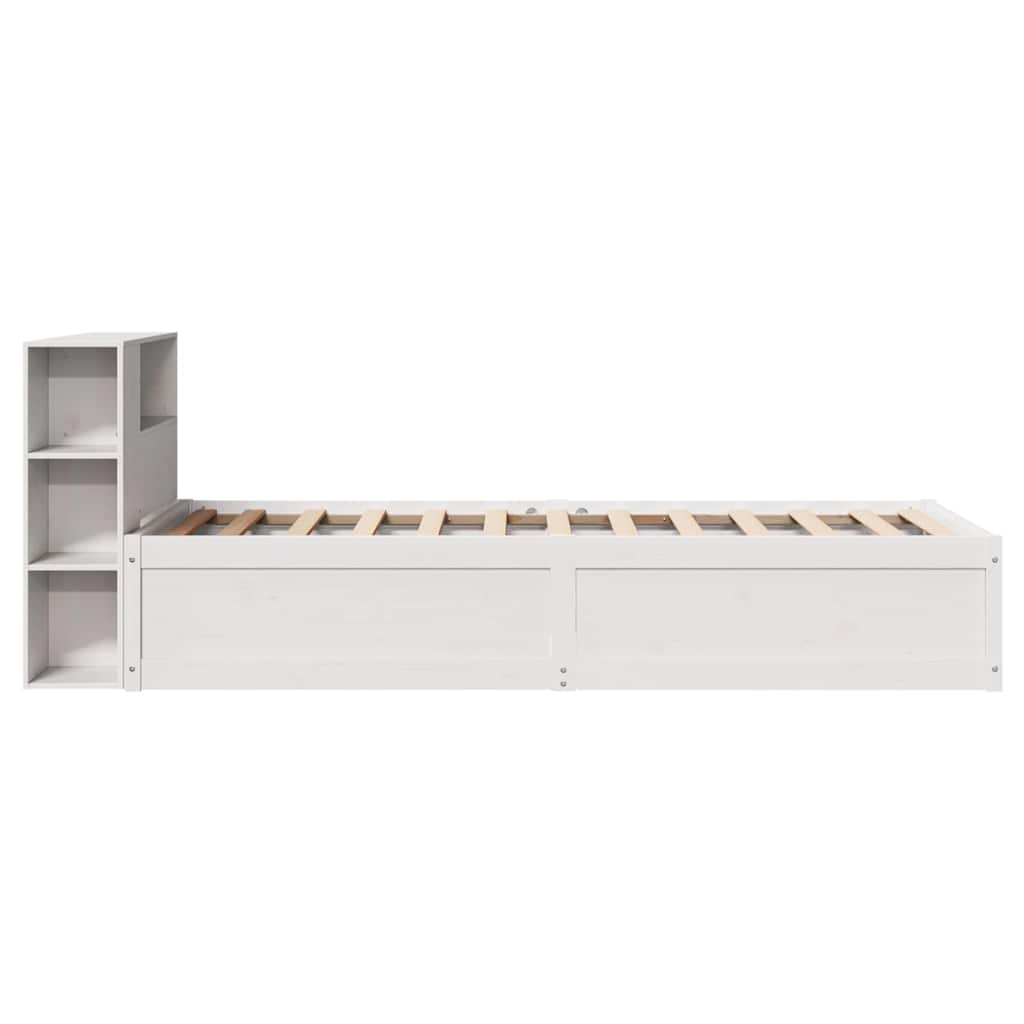sengeramme uden madras 75x190 cm massivt fyrretræ hvid