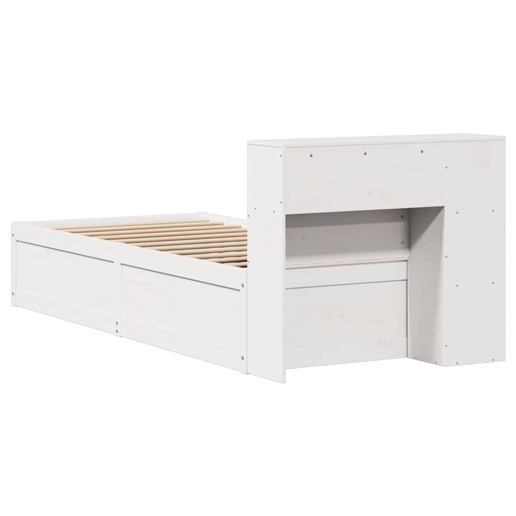 sengeramme uden madras 75x190 cm massivt fyrretræ hvid